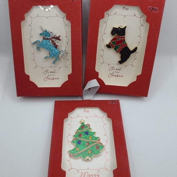 Holiday Time Christmas Fashion Jewelry Goldtone/Silvertone Bracelets Pins 12 Pcs - Picture 3 of 14